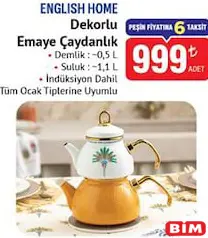 ENGLİSH HOME DEKORLU EMAYE ÇAYDANLIK
